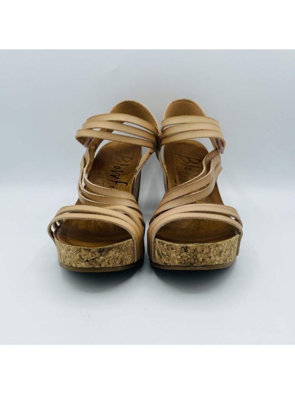 Blowfish Malibu Womens Shoes Size 8.5 Brown Cork Wedge High Heels Casual Strappy - Picture 4 of 11